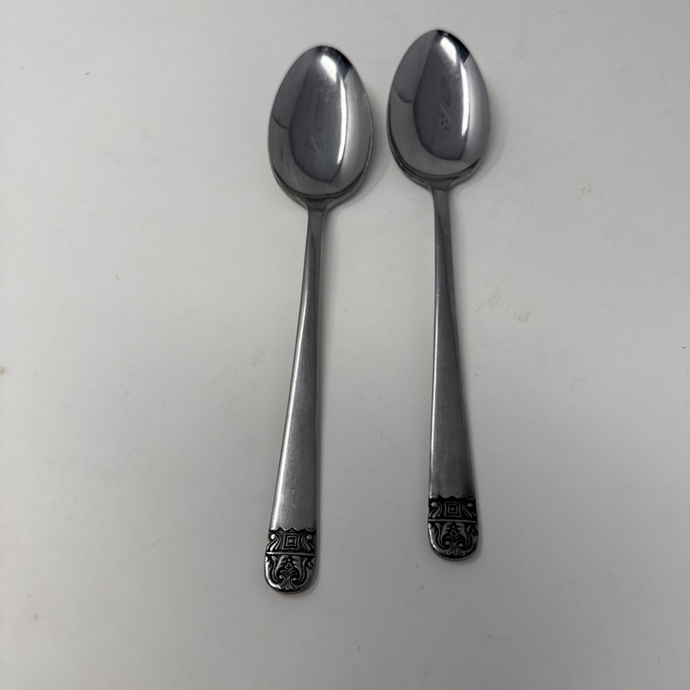 2 National Silver CHIVALRY Stainless Tablespoon Spoons Silverware Flatware Japan